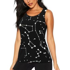 Jkkghll Sterrenwaarzeggerij Sterrenbeeld Print Zomer Atletische Gym Activiteit Tank Tops Running Wandelen Casual Wear Blijf Koel Droog, Zwart, S