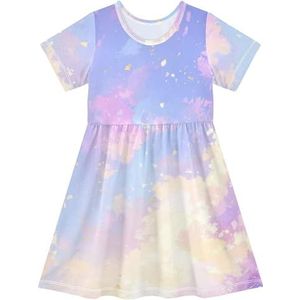 LI ZHI XIN Meisjesjurk kinderen kinderen zomer korte mouw ronde hals casual jurken voor leeftijd 2-8 sterrenhemel, Meerkleurig, 2 jaar
