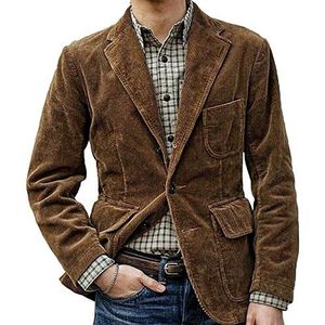 Heren - Corduroy Blazer - Effen Kleur - Drie Knopen