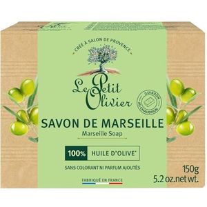 LE PETIT OLIVIER - Solide Marseille zeep met olijfolie - 72% plantaardige olie - Traditioneel gemaakt - Zonder parfum of kleurstoffen toegevoegd - Gemaakt in Frankrijk - 150 g