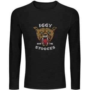 Iggy and The Stooges Cheetah Men S-23 Men's 100% Cotton Tee Crewneck Unisex Long Sleeve T-Shirt Black L