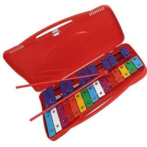 Klokkenspel Voor Beginners 25 noten klokkenspel xylofoon metalen sleutel percussie-instrument met 2 veiligheidshamers (Size : Red)