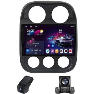 Android autoradio 2 Din geldt voor Jeep Compass 1 2009-2015 met Draadloze Carplay Android Auto GPS Navi WiFi 9 inch met Bluetooth FM/RDS+ Achteruitrijcamera/Stuurwielbediening(C30Plus)