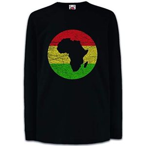 Urban Backwoods Rasta Africa Circle Kinder Kids T-Shirt Met Lange Mouwen Zwart Maat 10 Jaar
