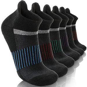 Anlisim Merino Wandelsokken Korte Sneakers Sokken Dikke Wol Sokken Warme Wol Running Sokken Compressie Sport Sokken Thermische Sokken voor Mannen Vrouwen 6 Paar(Zwart,M)