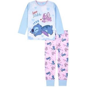 Disney Lilo & Stitch Pyjama | Stitch Meisjes Pjs | Stitch Cadeaus Voor Meisjes | Stitch & Angel Katoen Pj Set | Meisjes Nachtkleding Officiële Stitch Merchandise -, Blauw, 8-9 jaar