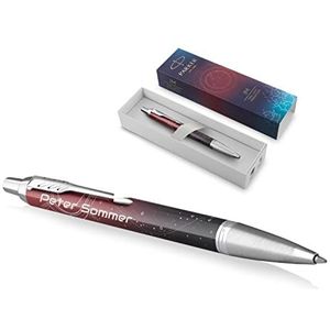 PARKER IM Premium balpen met gravure | premium pen | geschenkdoos | blauwe inkt | elegant | gepersonaliseerd cadeau | naam | gegraveerd | verjaardag | verjaardag (S.E. Portal (Red))