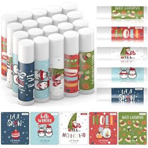 Maitys 30 Stuks Kerstlippenbalsems Vrolijk Kerstfeest Lippenbalsem Lipgloss Lippenbalsem Liphydratatie Lipverzorging Kerstcadeautje Kleine Cadeautjes Voor Vrouwen en Mannen