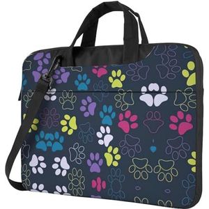 SSIMOO Grote witte stip stijlvolle en lichtgewicht laptop messenger bag, handtas, aktetas, perfect voor zakenreizen, Schattige hond poot, 14 inch