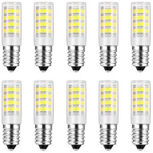 HUAMu E14 5W Ledlampen, vervanging 50W halogeenlampen, 500 lumen, koel wit 6500 K, voor zoutlamp, led-koelkastlamp, naaimachine, tafellamp, verpakking van 10 stuks