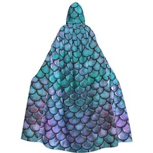 Bxzpzplj Zeemeermin groenblauw vis print unisex capuchon mantel voor mannen en vrouwen, carnaval thema feest decor capuchon mantel