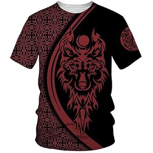 Zomer T-shirt Met Viking-print Voor Heren, Noorse Mythe Tattoo Casual Tops Met Korte Mouwen, Unisex Outdoor Vintage Mode Dier Grafische Nieuwigheid Crew Neck Streetwear