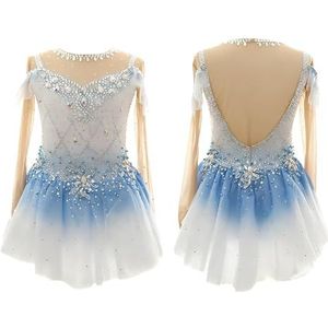 Kunstschaatsjurk For Wedstrijden, Rits Op De Rug, Meisjes Schaatskostuums, Teamdanskleding(Blauw,4XL)