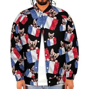 Franse Bulldog Frankrijk Vlag Grappige Mannen Baseball Jacket Gedrukt Jas Zachte Sweatshirt Voor Lente Herfst