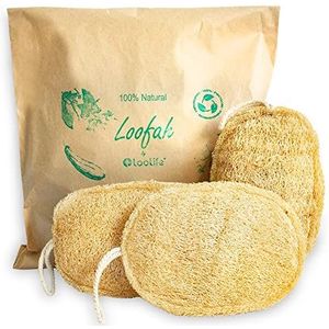100% natuurlijke Loofah exfoliërende spons - Loofah Body Scrubber - Loufa spons - Organische Loofah - Exfoliërende Body Spons - Biologisch afbreekbare loofah - Bad Luffa - Douchespons voor mannen en vrouwen (3 Pack)