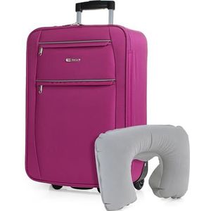 ITACA - Stijve Cabine Suitcase 20 Klein Reis Koffer met Wielen - EVA Hand Koffer 55x40x20 met Telescoopsteel - Lichtgewicht Cabin Max Hanbagage Luggage met TSA-cijferslot T71950B, Fuchsia