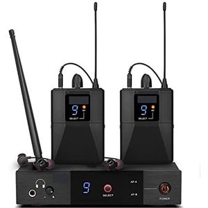 Audiomixer, In Ear Monitor Wireless System Single Channel 2 Bodypack UHF 16 Frequency Selectable Perfect for Stage Band Live Show Eenvoudig te gebruiken en te bedienen