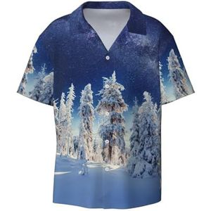 OdDdot Sneeuwprint heren button down shirt korte mouw casual shirt voor mannen zomer business casual overhemd, Zwart, L