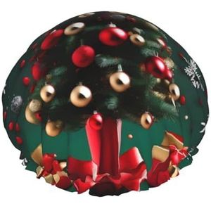 Ronde Bal Kerstboom Herbruikbare Dubbellaags Waterdichte Douche Cap Met Elastisch Koord Voor Thuis Schoonmaak Gezichtsverzorging Douche