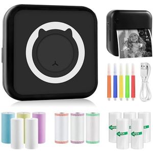 GuKKK Mini-printer, mobiele fotoprinter, draagbare mini-fotoprinter, draadloze fotoprinter, thermische printer, smartphone bluetooth-printer, voor leerhulp, studienotities, dagboek, notities, dagboek