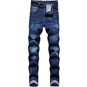Jeans Heren Slim Fit Stretchjeans Regular Fit Rechte Pijpen Denim Moderne Heren Jongensbroeken Gesneden Basic Gewassen Herenjeans (Color : Blau C, Size : XL)