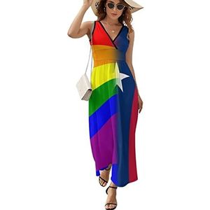 LGBT Pride Texas State Flag Dames Lange Jurk Mouwloze Maxi-jurk Zonnejurk Strand Party Jurken Avondjurken M