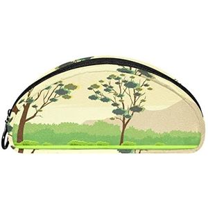 Etui Halve cirkel Briefpapier Pen Bag Pouch Holder Case Landschap Gum Tree, Multi kleuren, 19.5x4x8.8cm/7.7x1.6x3.5in, Make-up zakje