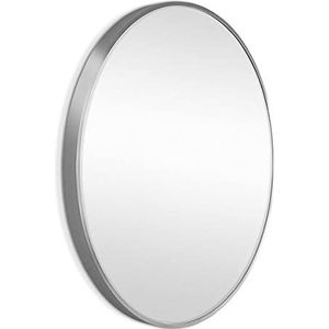 Spiegel Rond Zilver met Metalen Frame 50 cm | Deco-wandspiegel | Ronde Spiegel | Wandspiegel met Zilveren Frame