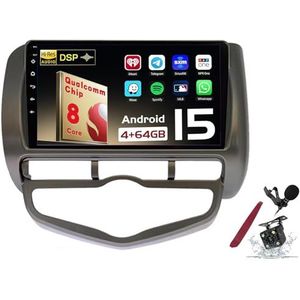 Android 15 Autoradio Sat Navi voor H-onda Jazz City (2002-2007) 9 inch touchscreen multimediaspeler met draadloze carplay GPS-navigatie FM RDS Bluetooth 5G-WiFi SWC DSP,M150s
