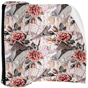 Potlood Case Pen Tas Houder met Rits Coin Organizer Tassen Make-up Cosmetische Pouch voor Vrouwen Tiener Meisjes Jongens Kinderen, Bloemenpatroon