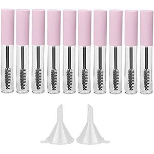 IMIROOTREE 10 ml Mini Lege Mascara Tube Fles met Roze Cap Wimper Wand Borstel en Rubberen Inserts voor Cosmetische Thuis en Reizen DIY Make-up (10 STKS), roze