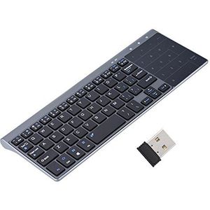 Richer-R Touch Draadloos toetsenbord, Slim 2,4 GHz Wireless Media Keyboard, toetsenbord met touchpad, 1200 DPI draadloos multimedia touch-toetsenbord voor PC/notebook/tv-box, zwart