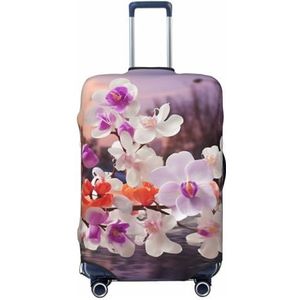 Reisbagagehoes, natuur, bloemen, lente, spandex kofferbeschermer, wasbare bagagehoezen, elastische krasbestendige bagagehoes, beschermer, geschikt voor bagage van 45-72 cm, Zwart, M