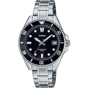 Horloge CASIO Collection - MDV-10D-1A1 Armband Kleur: Zilvergrijs Wijzerplaat Zwart Heren