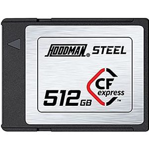 Hoodman CFexpress 512 GB Steel geheugenkaart, 1700 MB/s lees snelheid, 1400 MB/s schrijfsnelheid - 4k tot 8k video-512GB opslagcapaciteit