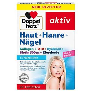 Doppelherz Huid + haar + nagels - 13 voedingsstoffen - met zink & biotine als bijdrage aan het behoud van normale huid, haar en nagels - 30 tabletten