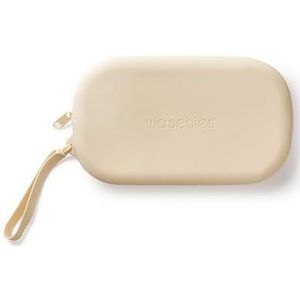 waschies pureFeminine Travel Bag Crème, elastische make-uptas met ritssluiting voor intieme was-, peeling- en make-uppads, perfecte opslag voor onderweg, van zachte siliconen, waterafstotend, beige,