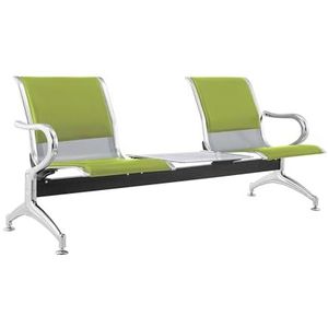 FBasic Bank 3-zits staal 183 x 71 x 78 H zilver voor wachtkamer | voor montage: 3 stoelen + tafel | met zitkussen voor zitting en rugleuning PISTACCHIO | Bank met armleuningen