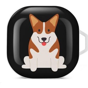 Welsh Corgi hond oortelefoon hoesje compatibel met Galaxy Buds/Buds Pro schokbestendig hoofdtelefoon hoesje cover wit stijl