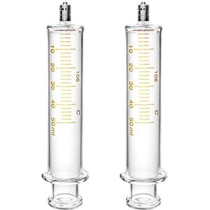 Glazen spuit - 10 ml capaciteit, 2 Pack Metalen Luer Lock zonder naald (50ml)