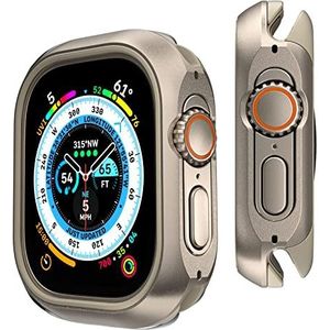 MAGEASY Aircraft-Grade Aluminium Case Apple Watch, Hard Shell met Zachte Binnenbumper Maxed Bescherming iWatch Case, Odyssey, Titanium (49 mm), Apple Watch Ultra, 49mm, Bumper Geval