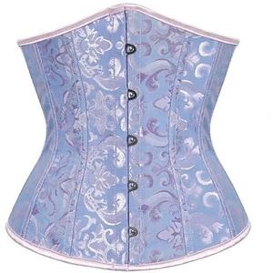 WLTYSM Korset dames korset onderborst korset satijn sexy dames bustier cincher taille slankheid shaper body corselet lingerie plus size clubwear voor feest, blauw (9427), 5XL