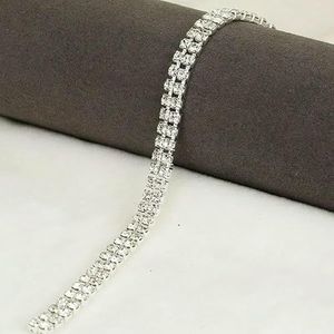 AAAA Grade 2 rijen Crystal AB Rhinestone Cup Chain Sliver/Gold Base Glass Rhinestone Trim Chain voor DIY Sieraden Accessoires-Sliver Crystal-SS8(2.3.0mm)-3yards
