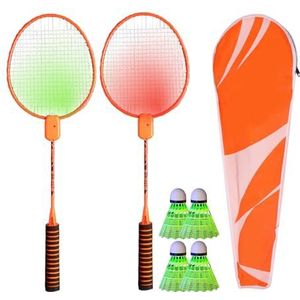 Lichtgevend badmintonracket, leuke oplichtende badmintonracketset, betrouwbaar verlicht shuttleracket, stevig gloeiend shuttleracket, verlicht racket voor spelletjes in de achtertuin en familie-entert