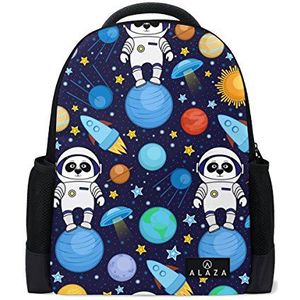 Mijn dagelijkse Panda Astronaut Kleurrijke Space Planet Rugzak 14 Inch Laptop Daypack Boekentas voor Travel College School
