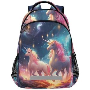 Wzzzsun Galaxy Unicorn Horse Star Rugzak Boekentas Reizen Dagrugzak School Laptop Tas voor Tieners Jongen Meisje Kinderen, Leuke mode, 11.6L X 6.9W X 16.7H inch