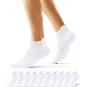 EKSHER 10 Paar Herensokken, Korte Katoenen Sportsokken, Laag Ademend, Hardlopen, Elastisch, Tennis, 10 x Wit, 39-42 EU