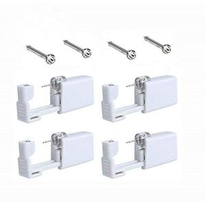 4-pack neuspiercingpistool wegwerp zelf kleuren oor neus piercing pistool kit veiligheid geen pijn piercing pistool kit met stud, 16 Count (Pack of 1), Roestvrij staal