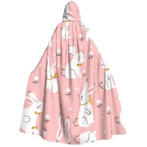 ERSDWRE Leuke Witte Konijntjes Unisex Hooded Mantel Cape Voor Halloween Cosplay Kostuums Gewaad Carnaval Heks Vampier