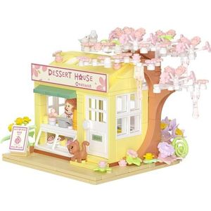 2023 Nieuwe Sakura Bloem Dessert Winkel Bouwsteen Set Gebouw Creatief Huis Speelgoed Bouwpakket MOC Constructie Speelgoed (384 stuks)(Sakura Dessert Shop)